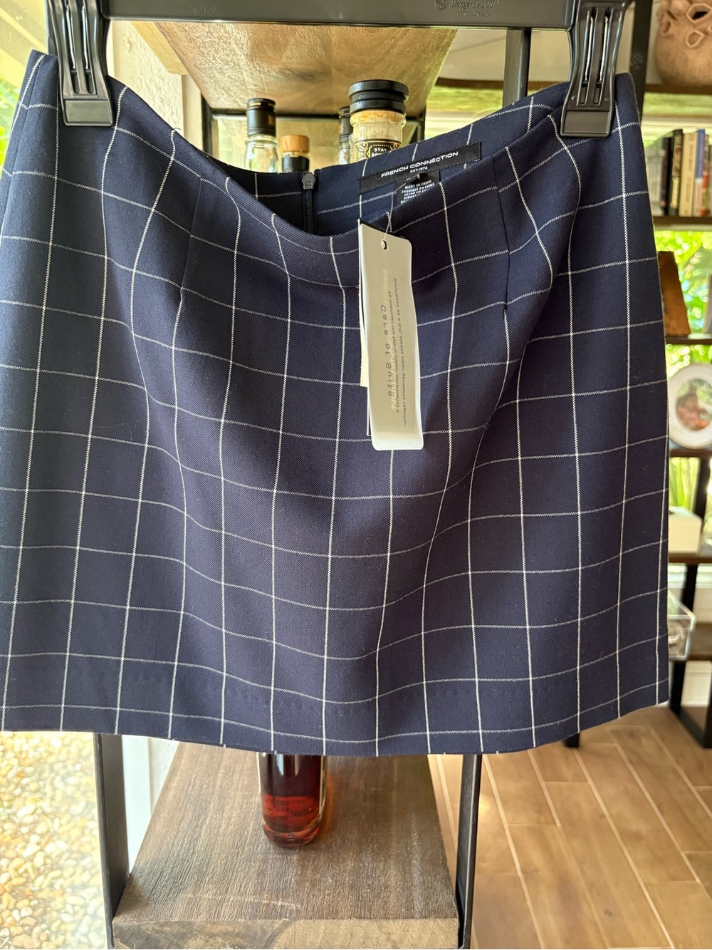 French Connection Windowpane Navy Mini Skirt - NWT